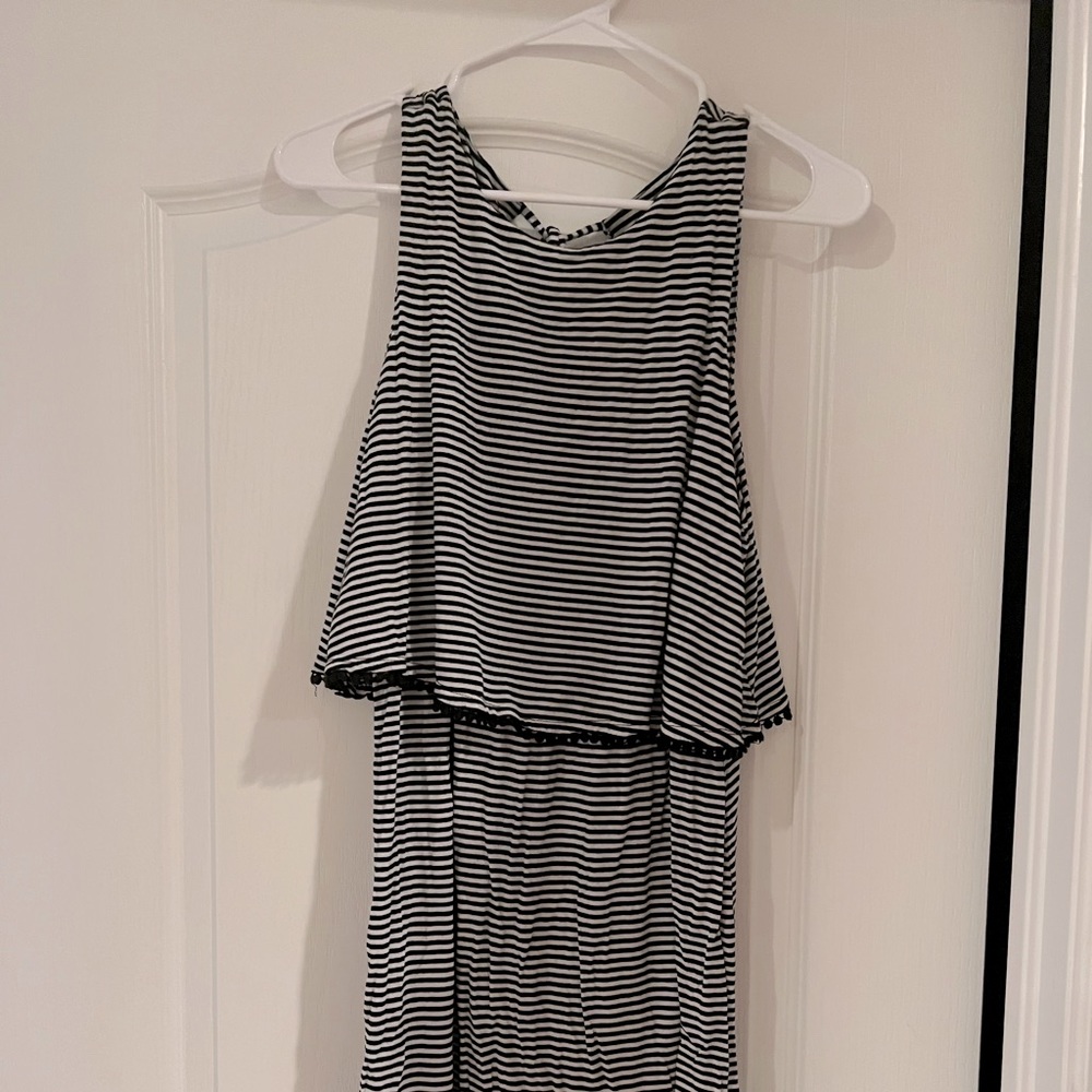 Motherhood Black and White stripe tank nursing dress